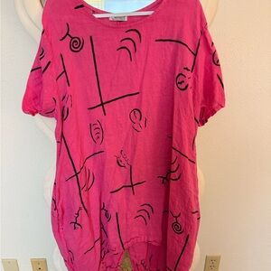 Pink Graphic Short Sleeve Top